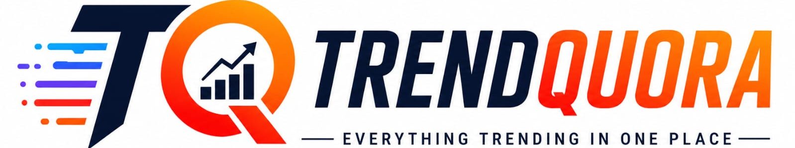 Trendquora TQ logo featuring a modern T and Q monogram with colorful motion lines representing trending news, technology, AI, sports, and digital media.